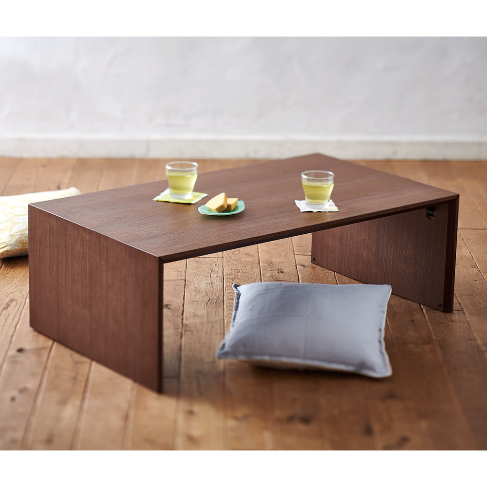 日本製 折りたたみテーブル 【幅75cm ナチュラル×ブラック】  木製