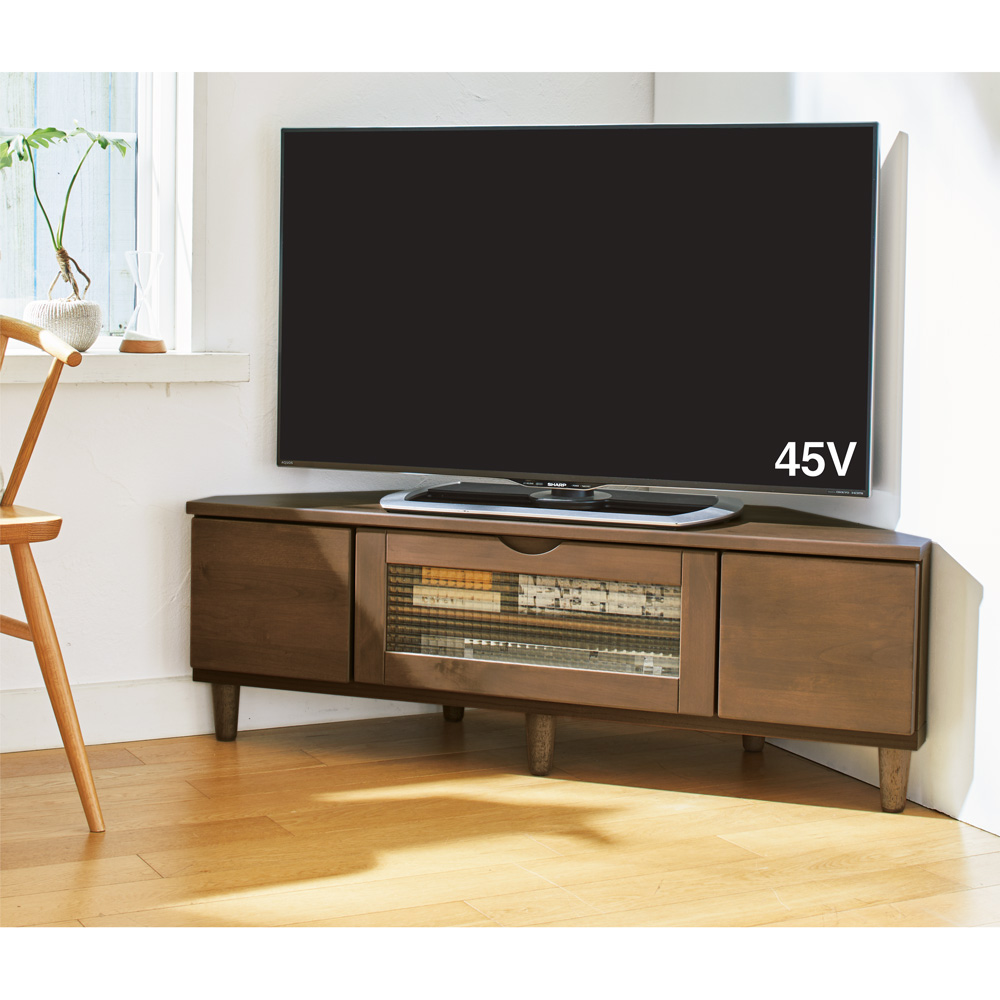 大型テレビが置ける天然木コーナーテレビ台 幅120cm 通販 - ディノス