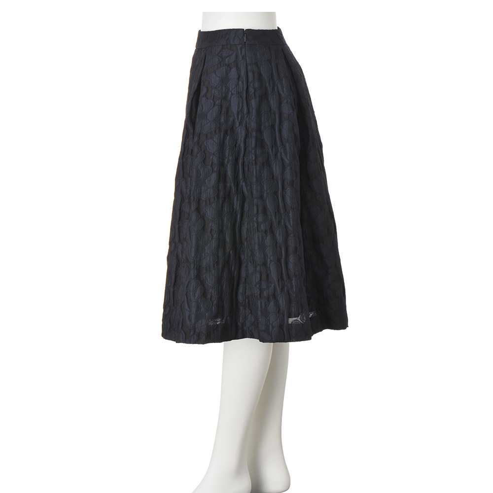 フレアスカート ギャザースカート スカート タック ジャカード サテン 日本製 洗える 米沢織フラワージャカード タックスカート 176502