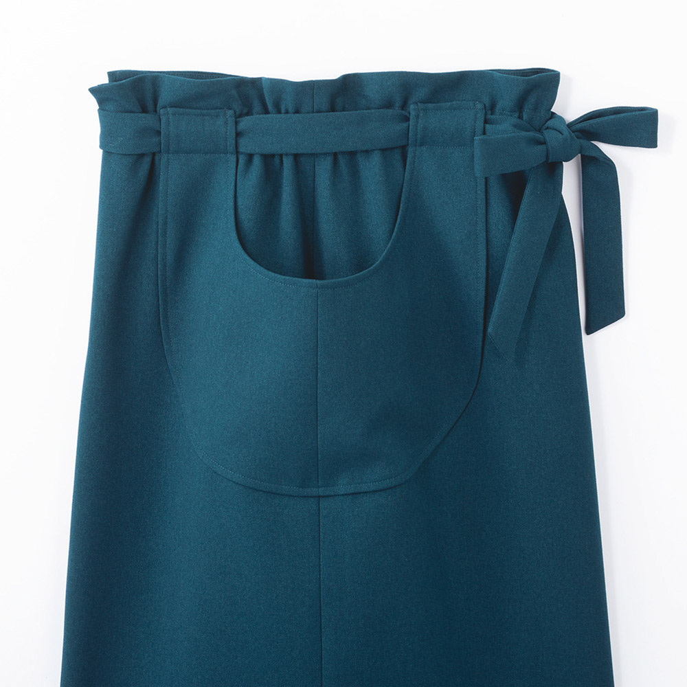 タイトスカート スカート ベルト付き 日本製 洗える ウエストゴム ハイウエスト リボンベルト コクーンスカート 179202