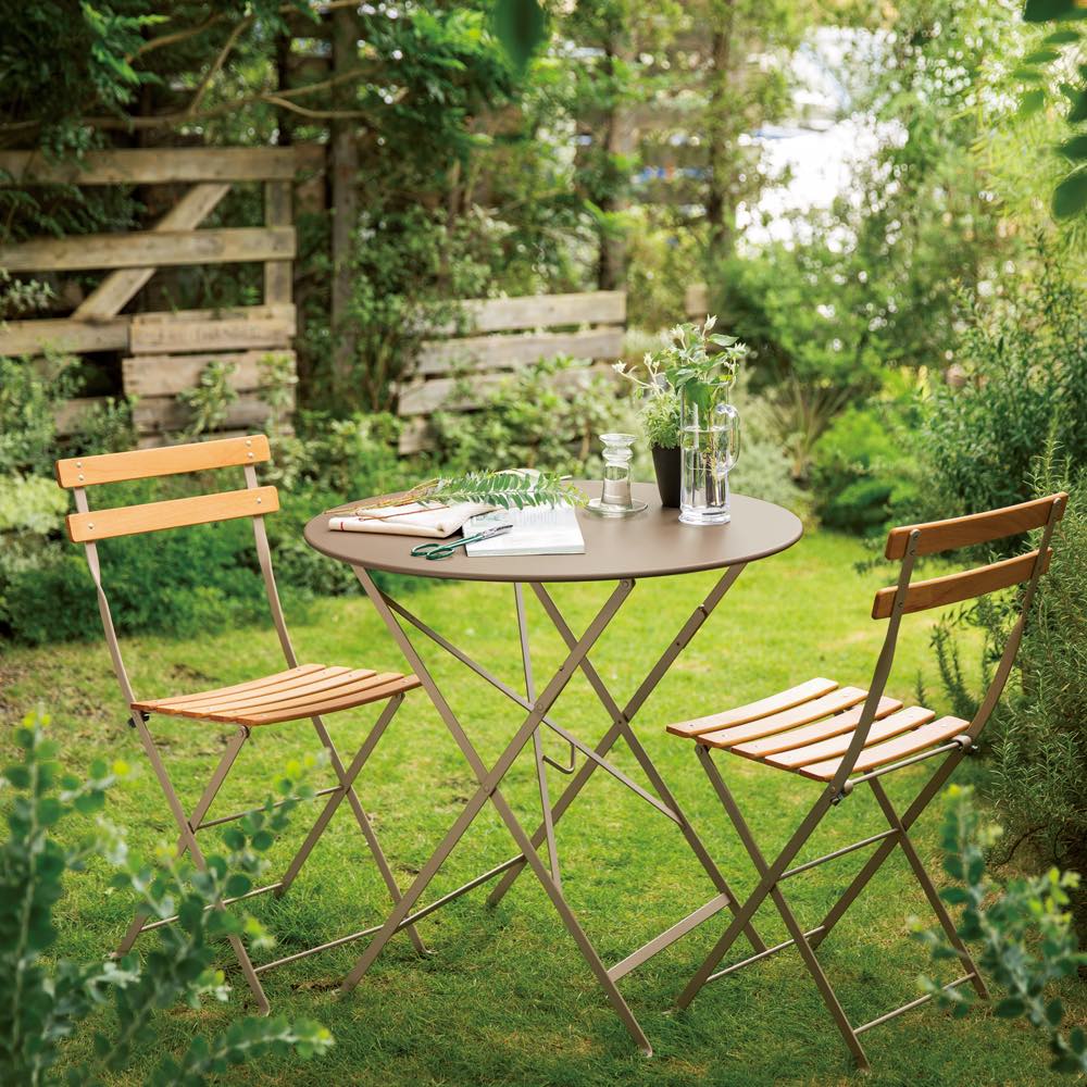 ガーデン テーブル セット 木製 ベンチ パラソル対応 パーティ 4点