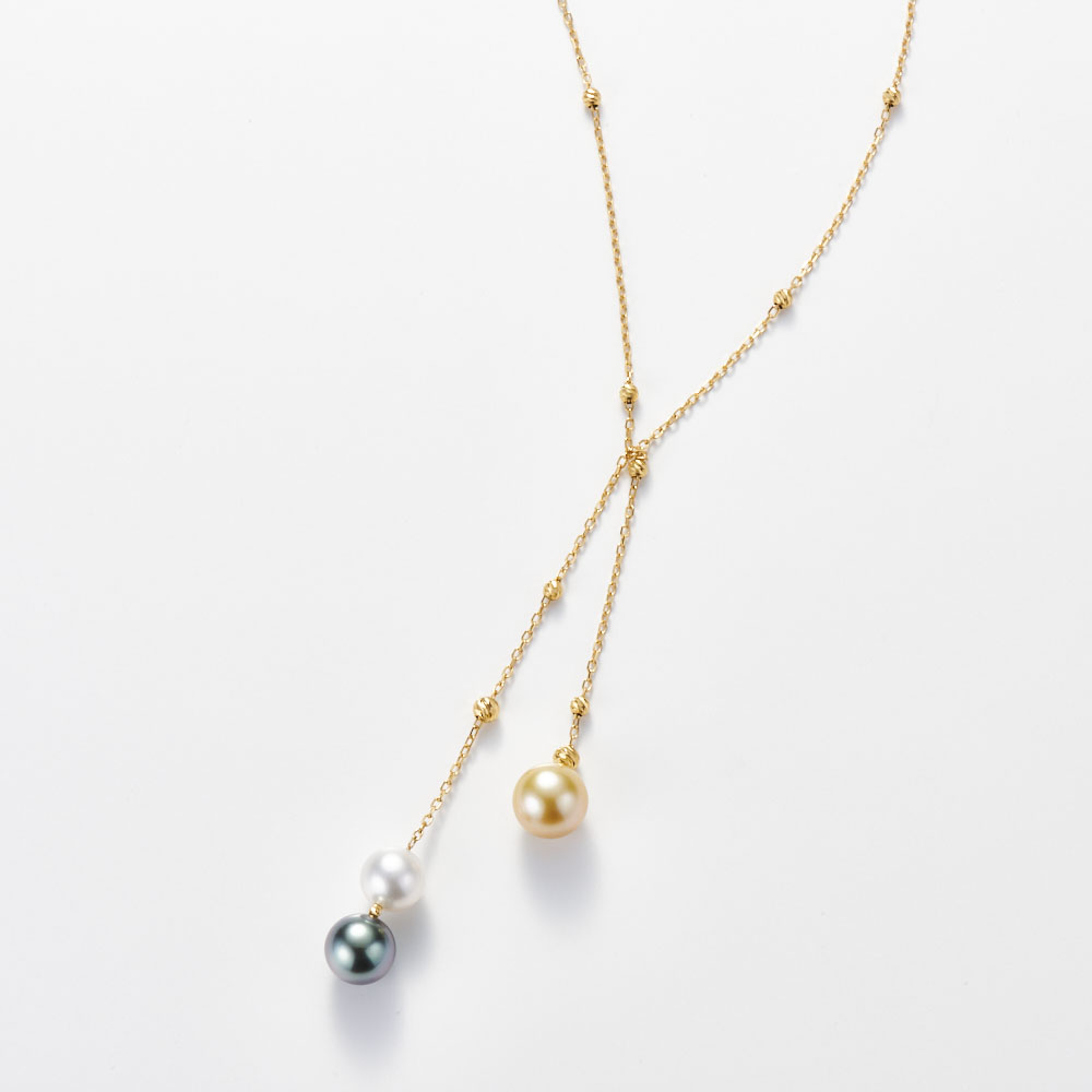 真珠 マルチカラー ネックレス K18