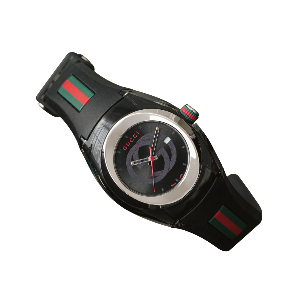 【評価】GUCCI グッチ 時計 ブラック ラバー SYNC シンク 腕時計(アナログ)