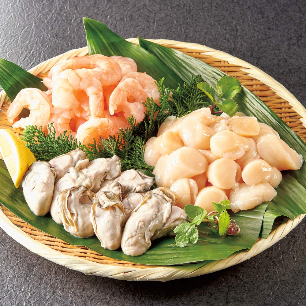 魚 海産 生鮮品 海産物 ほたて 牡蠣 えび 冷凍えび・ほたて・牡蠣の３種セット FD7432