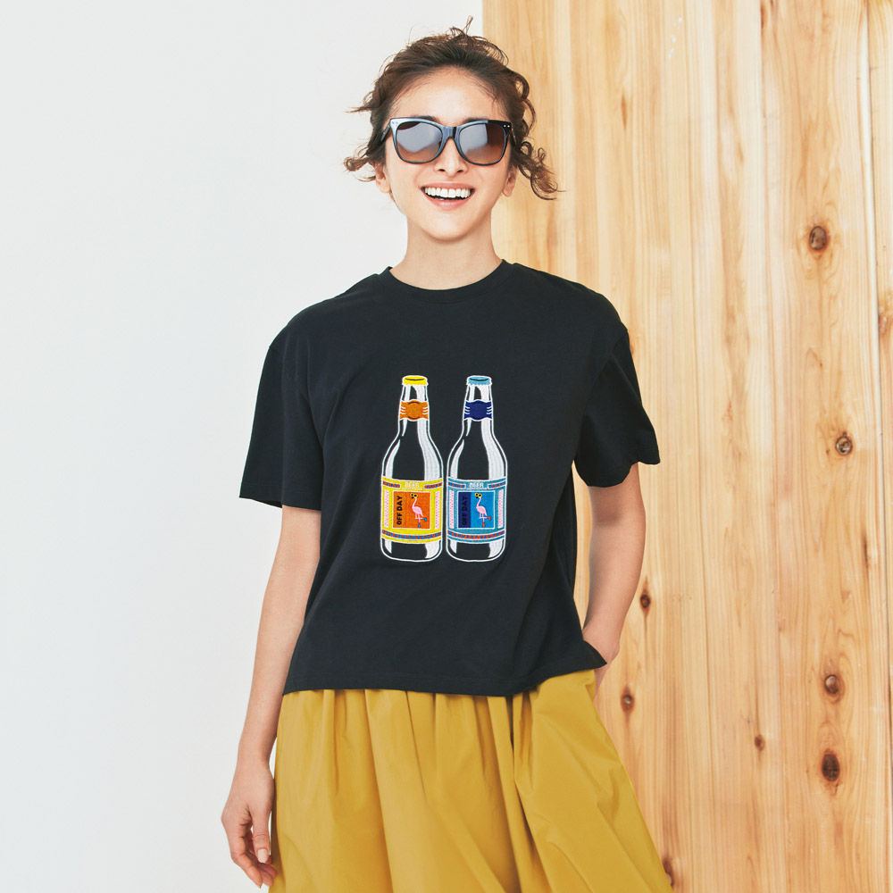 フラミンゴビール柄刺しゅう Tシャツ 通販 - ディノス