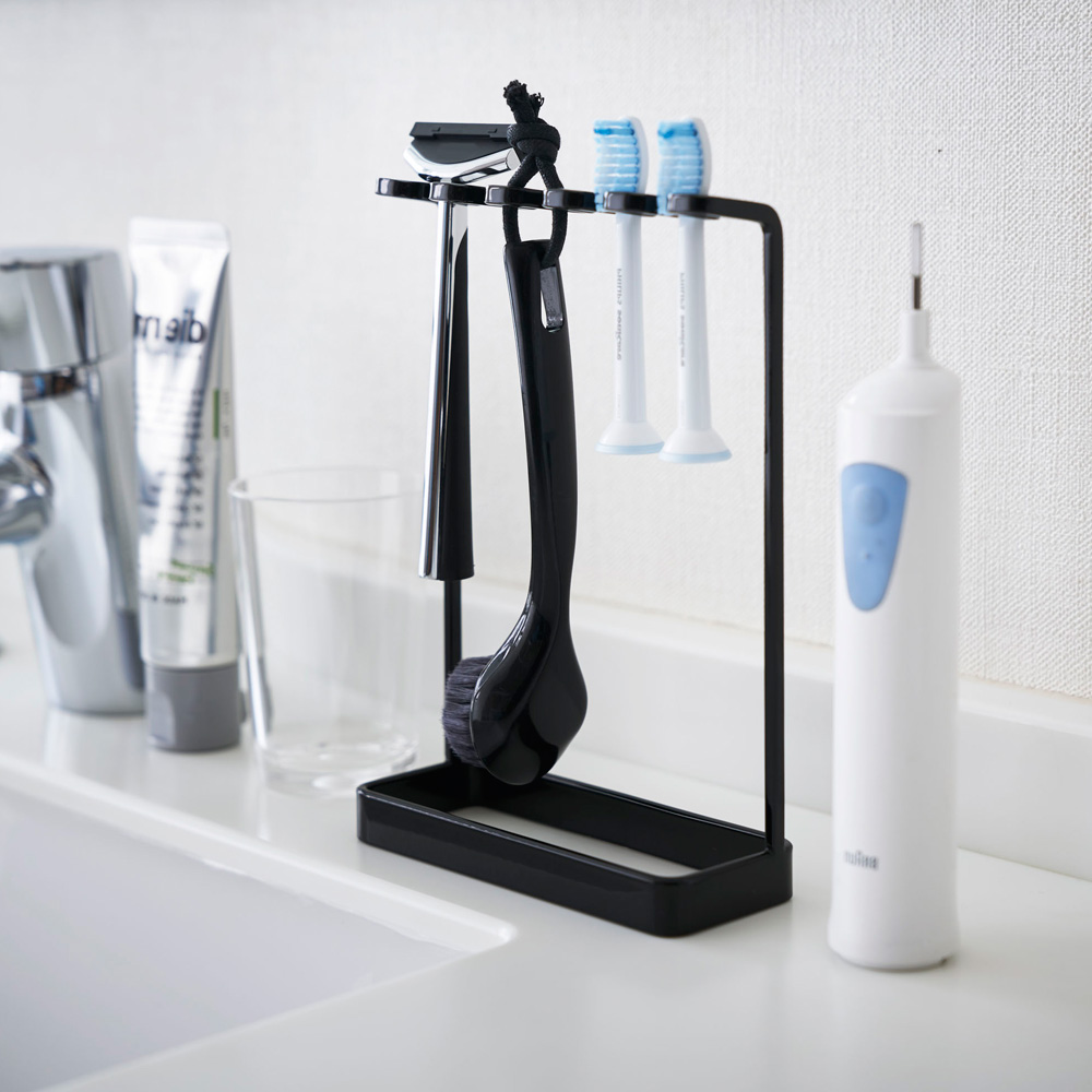 電動歯ブラシ スタンドホルダー 直径約3.6cmまで使用可能 グレー ホワイト - 衛生日用品